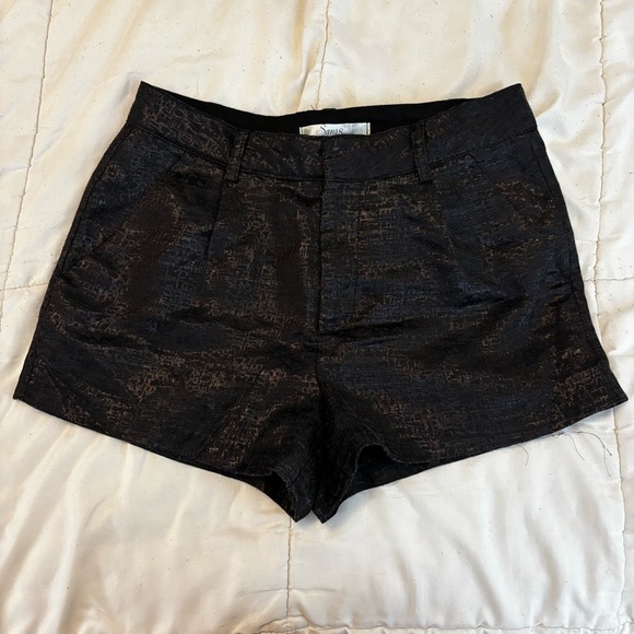 Sans Souci Pants - Sans Souci Black Metallic Textured Women Shorts